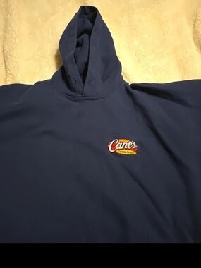 041226 Raising Cane's Hoodie Mens 3XL dark blue Pullover Sweatshirt Tultex Graph